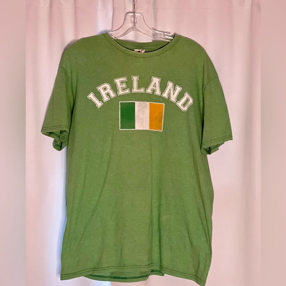 Delta Soft Mens Ireland Flag Graphic T-Shirt Green Heather Short Sleeve Large